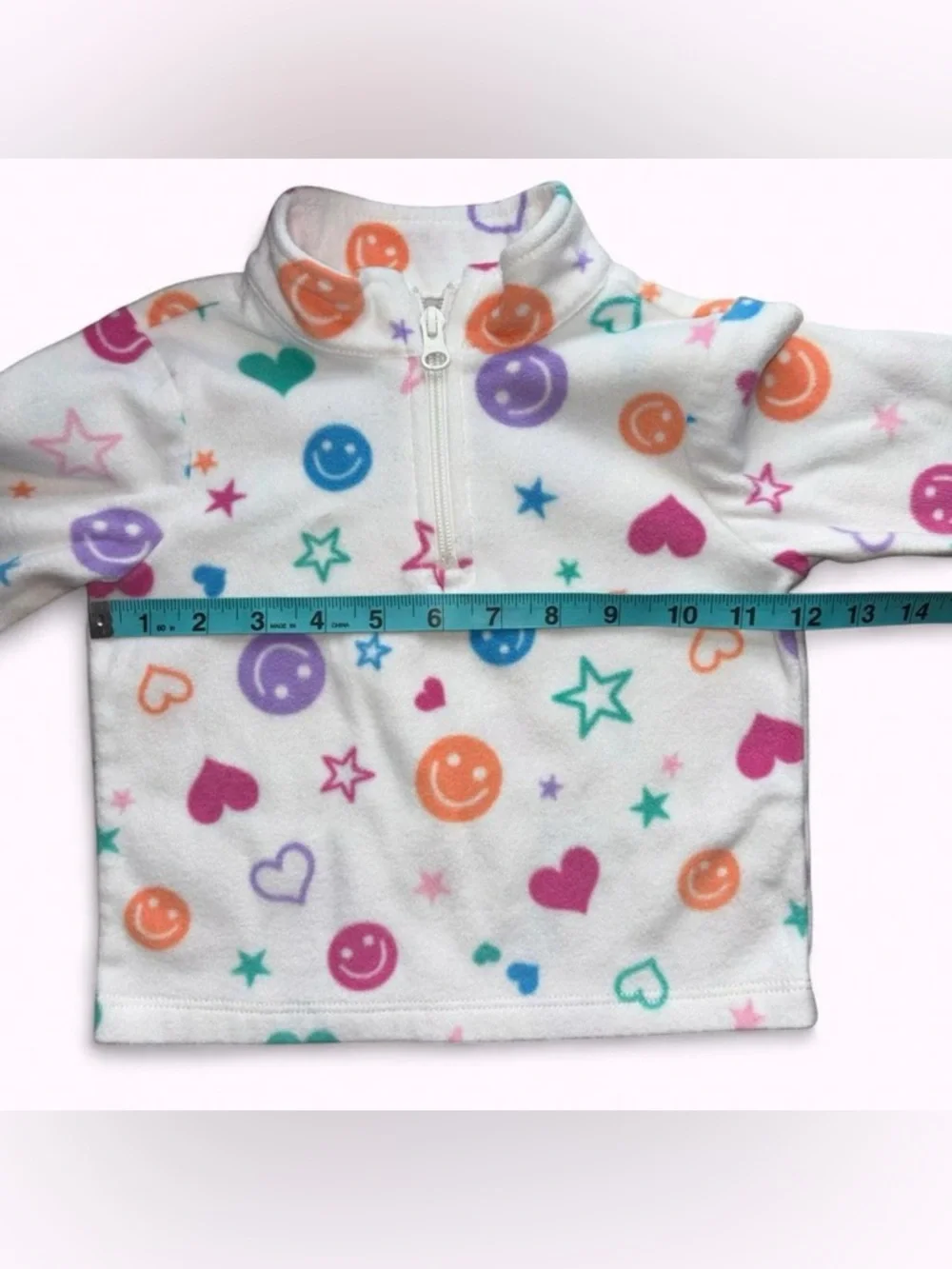 The Children's Place White Fleece Pullover with Multicolor Stars & Hearts
